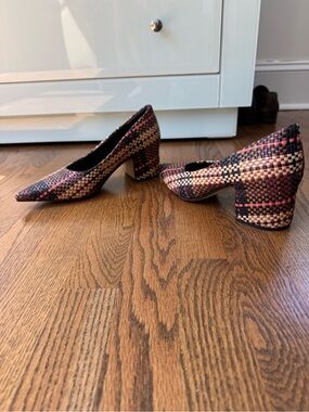Ulla Johnson Woven Multicolor Pointed Block Heels